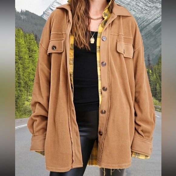 🆕🌿💚LA MIEL: OLIVE Button Up Fleece Shacket SMALL - Picture 5 of 8